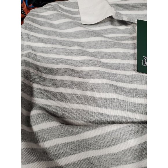 Womens Short Sleeve Boxy Cropped Polo T Shirt Wild Fable Gray Striped M - Picture 6 of 8